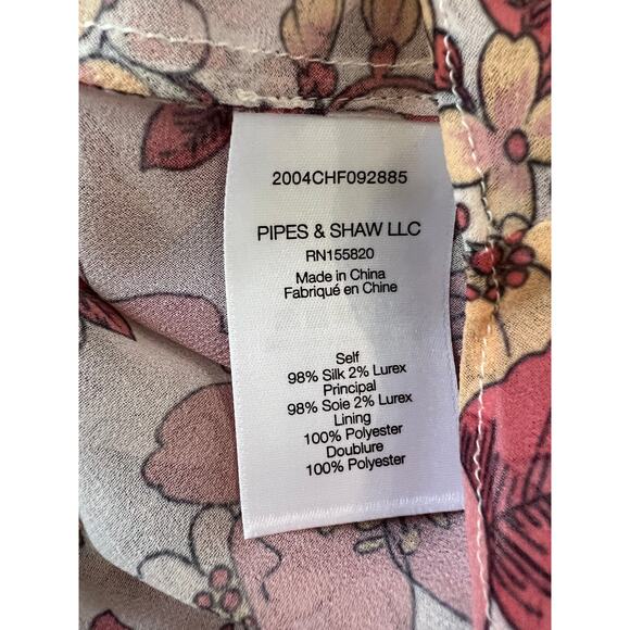 Veronica Beard Silk Long Sleeve Mini Dress Pink Floral Print 6 - Picture 8 of 10